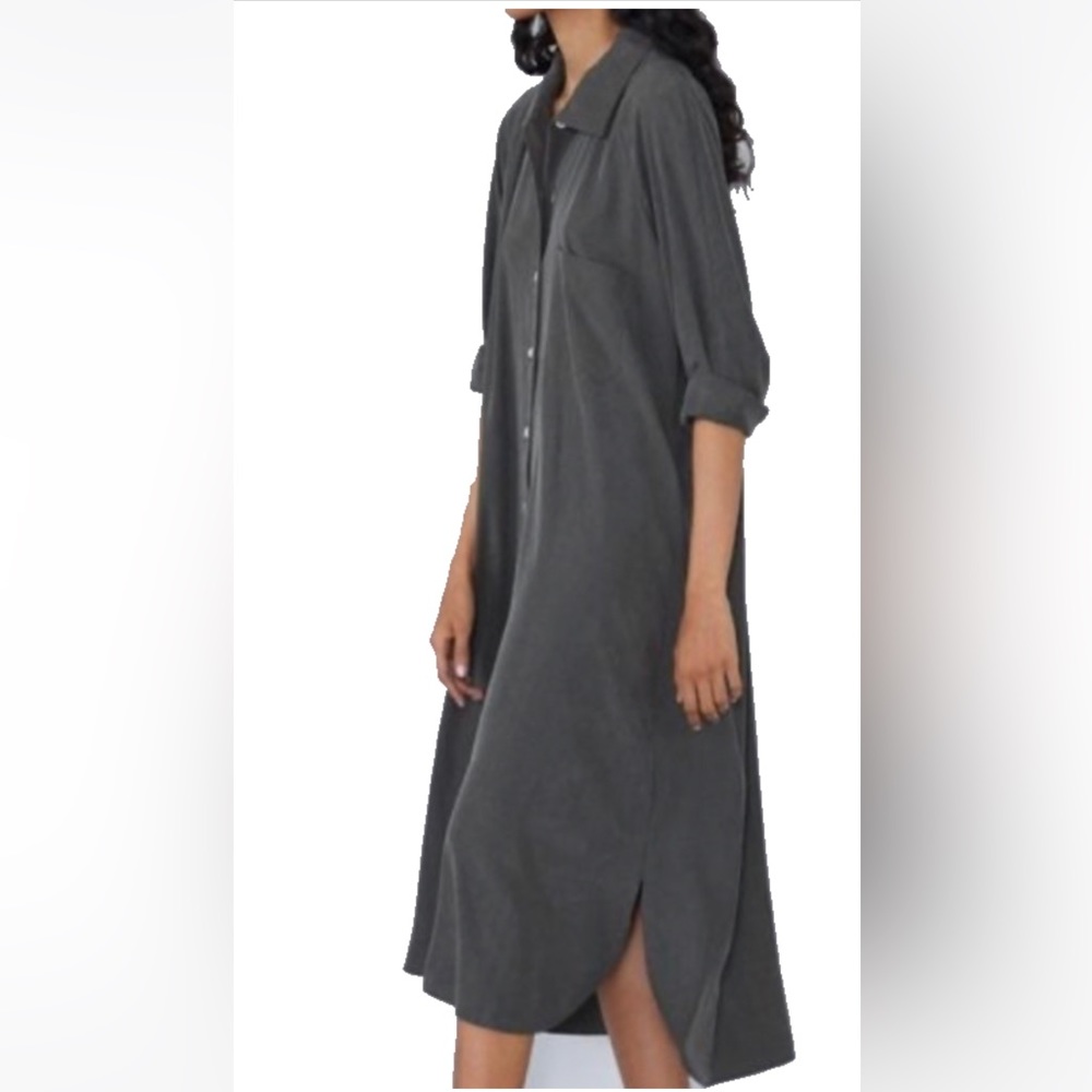 Zara Shirt Midi Dress Gray Wool